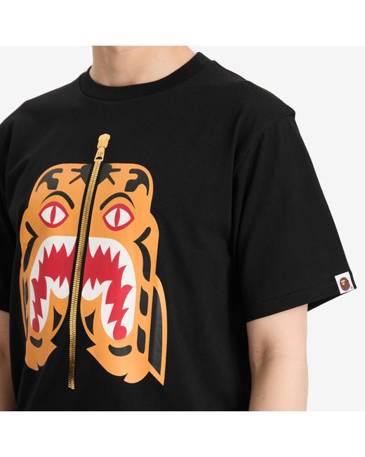 A Bathing Ape Black Colors Tiger Tee for men