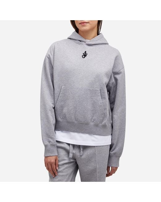J.W. Anderson Gray Anchor Embroidery Cropped Hoodie