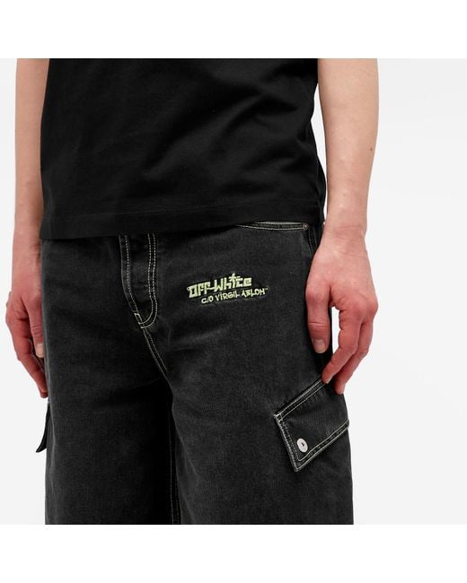 Off-White c/o Virgil Abloh Black Off Denim Safari Cargo Shorts for men