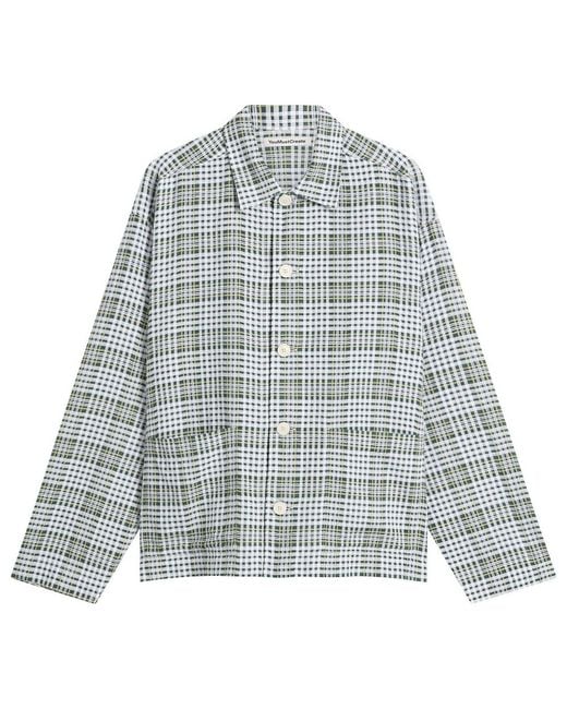 YMC Gray Cotton Check Pj Overshirt for men