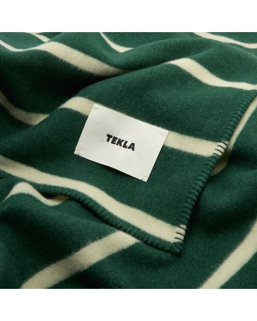 Tekla Green Striped Lambswool Blanket