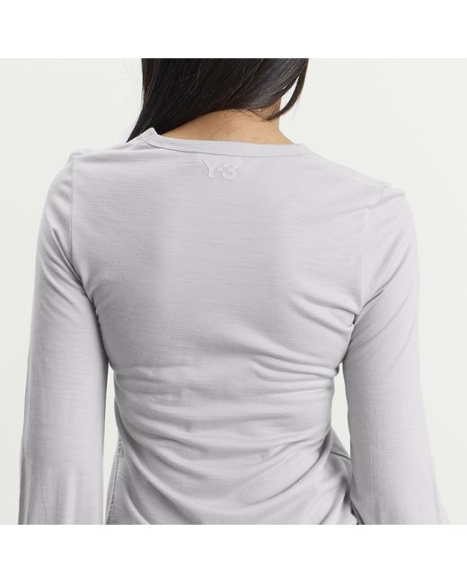 Y-3 Gray Chince Drape Long Sleeve Top
