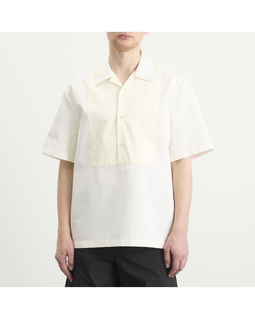 Jil Sander White Boxy Fit Bowling Contrast Colour Shirt for men