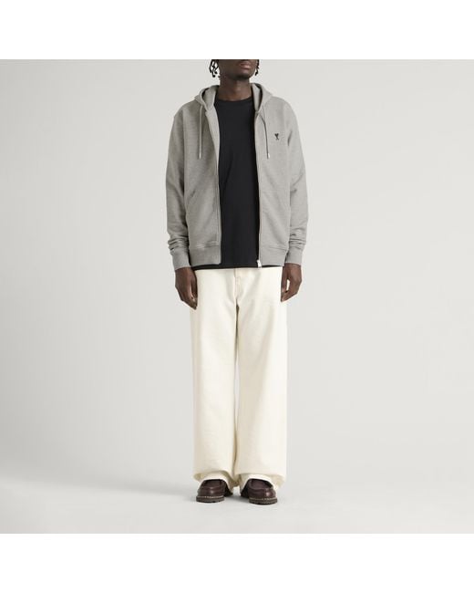 AMI Gray Adc Loopback Zip Hoodie for men