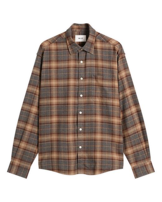 NN07 Brown Deon Organic Cotton Flannel Shirt for men