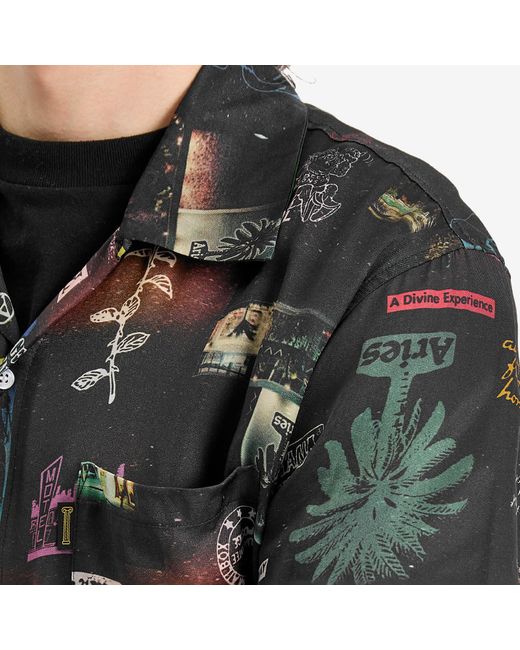 Aries Black Motel Luxe Hawaiian Shirt for men