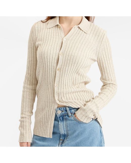Auralee Natural Rib Knit Shirt Cardigan