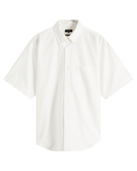 Beams Plus White Easy Bd Half Sleeve Shirt for men