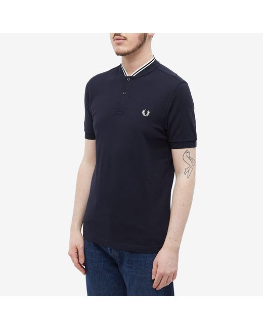 Fred Perry Blue Bomber Jacket Collar Polo Shirt for men