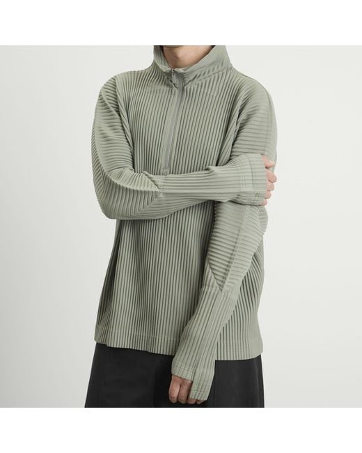 Homme Plissé Issey Miyake Quarter Zip in Green for Men | Lyst
