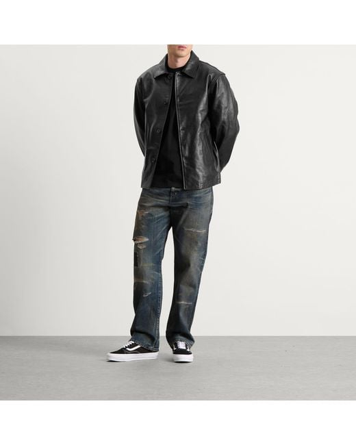 Neighborhood Leather Car Coat in Black for Men | Lyst UK