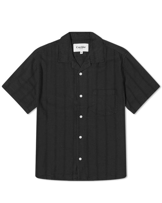 Corridor NYC Black Striped Seersucker Vacation Shirt for men