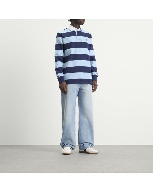 Polo Ralph Lauren Blue Long Sleeve Rugby Shirt for men