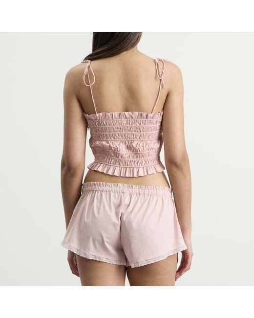 Skims Pink Poplin Ruffle Cami