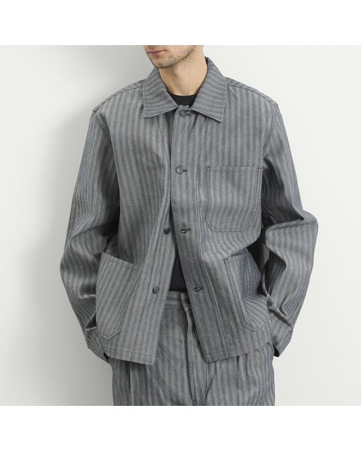 Applied Art Forms Gray Herringbone Chore Jacket for men