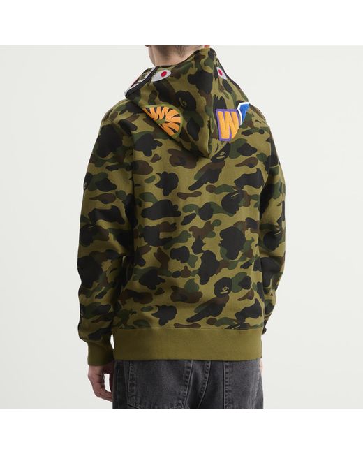 A Bathing Ape Green 1St Camo Full Zip Shark Hoodie for men