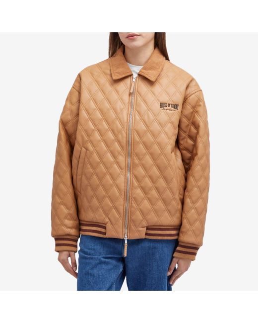 House Of Sunny Brown Midcentury Quilt Bomber Jacket