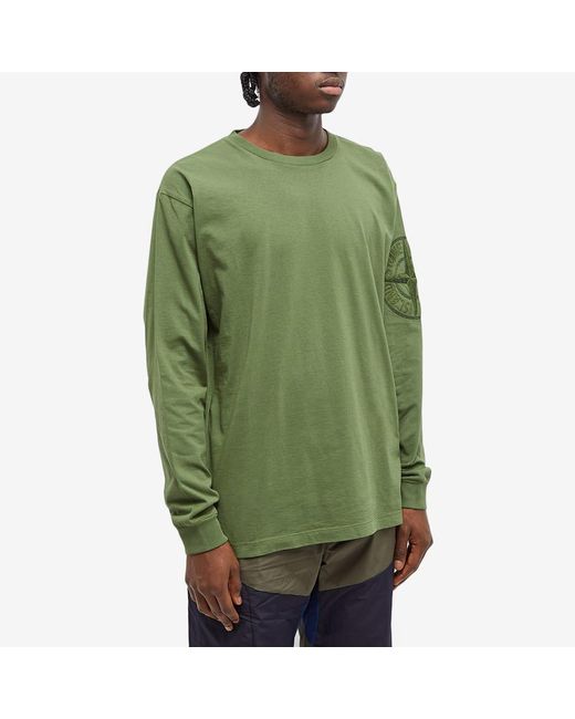 Stone Island Long Sleeve Total Sleeve Logo T-shirt in Green for Men | Lyst  UK