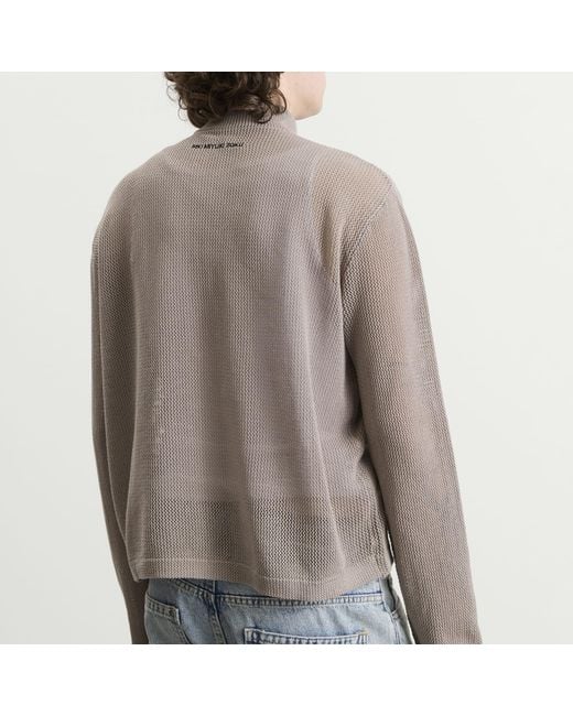 MKI Miyuki-Zoku Gray Linen Loose Knit Track Jacket for men