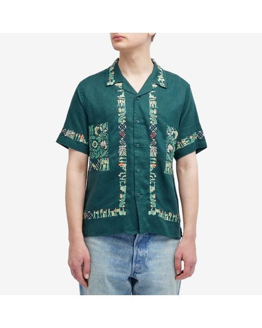 Percival Green Imported Embroidered Cuban Shirt for men