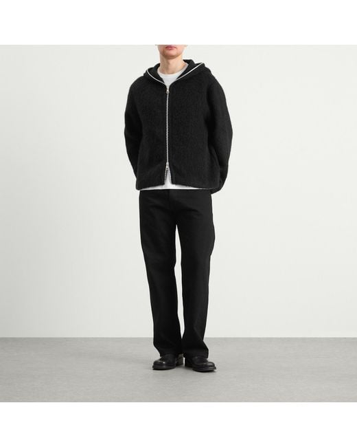 Our Legacy Black Hairy Wool Full Zip Hooded Jacket for men