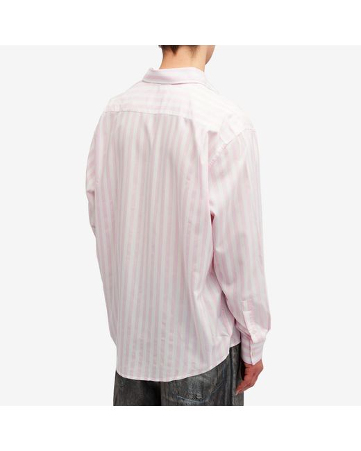 Acne White Sandrok Matt Stripe Shirt for men