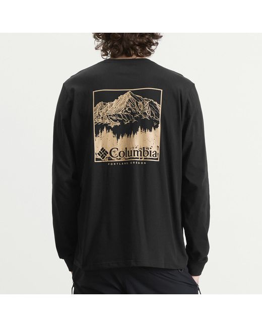 Columbia Black Csc Seasonal Logo Long Sleeve T-Shirt for men