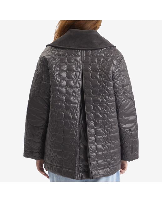 Ganni Black Shiny Quilt Midi Jacket