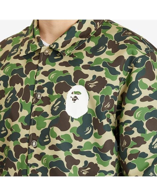 A Bathing Ape Green Abc Camo Nyc Logo Coach Jacket for men
