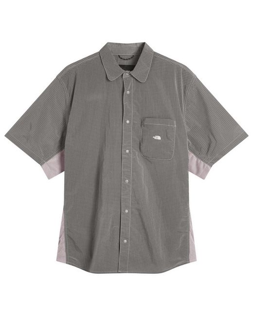 The North Face Gray Fabric Mix Short Sleeve Shirt for men