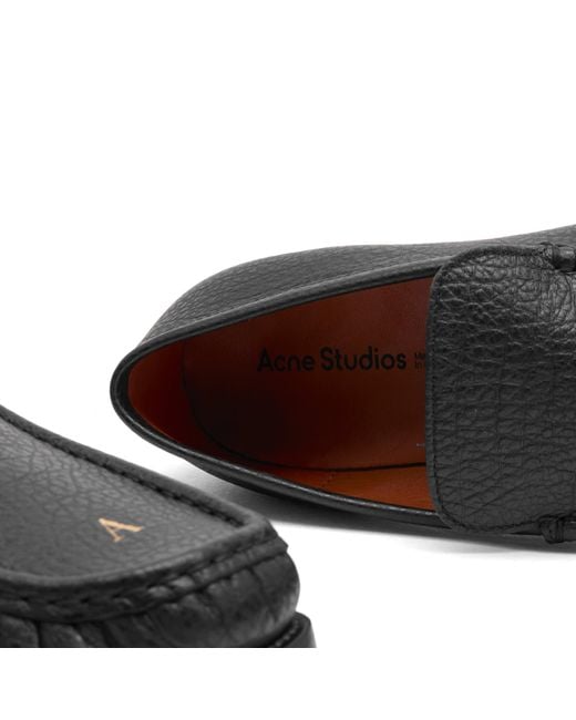 Acne Black Boafer Light Grainy Loafer for men