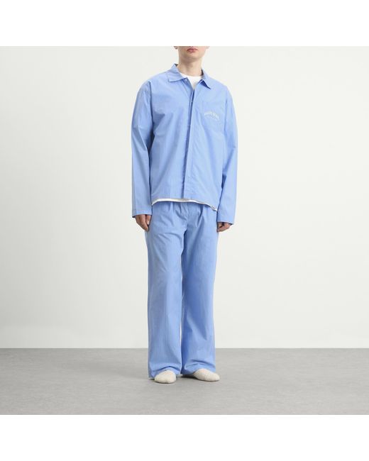 Calvin Klein Blue Heritage Crest Cotton Poplin Pyjama Set for men
