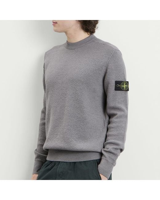 Stone Island Gray Textured Stitch Jumper for men