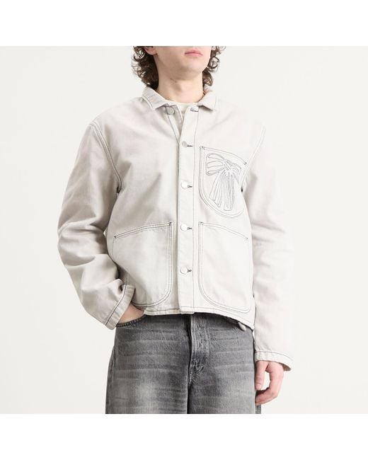 Acne White Bow Denim Chore Jacket for men