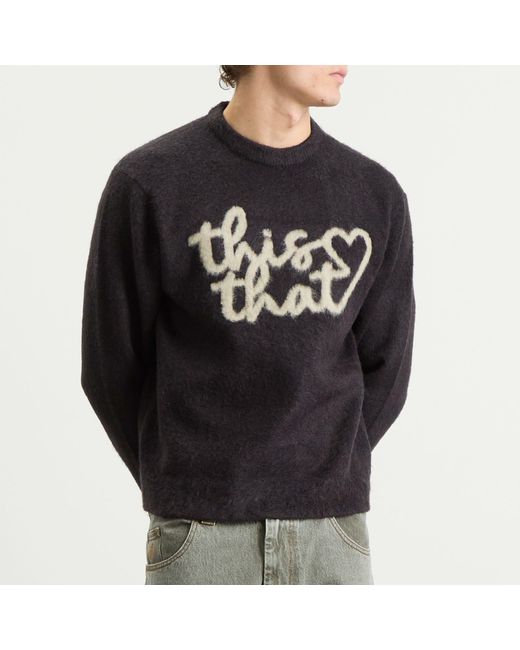 Thisisneverthat Blue Heart Logo Knit Jumper for men