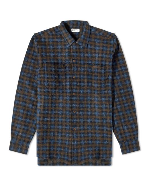 Universal Works Blue Checkered Fleece Work Shirt for men
