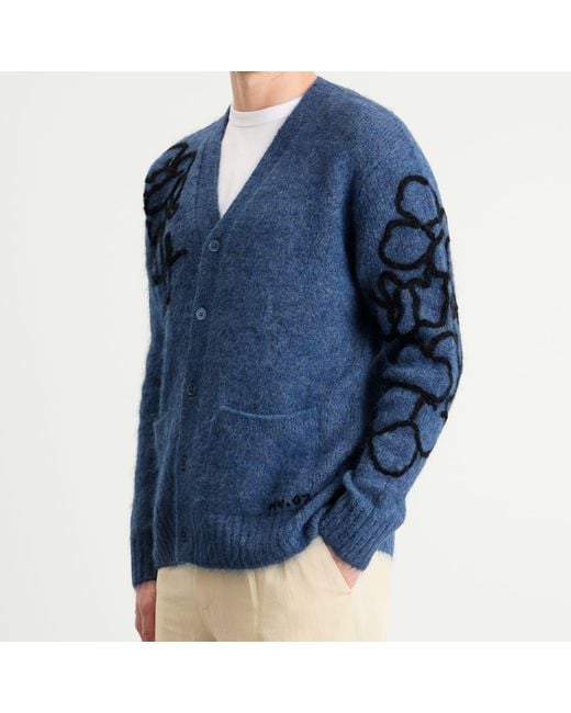 NN07 Blue Kyle Floral Pattern Cardigan for men