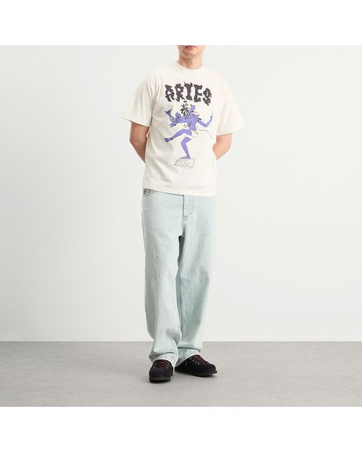 Aries Blue Faded The Destroyer T-Shirt for men