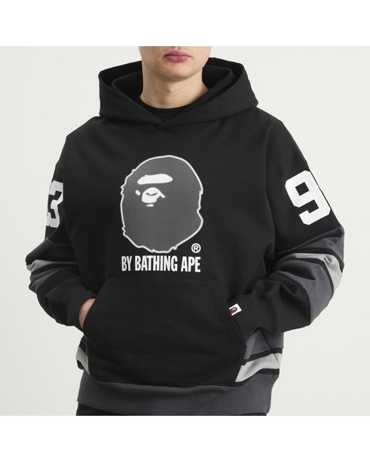 A Bathing Ape Black Bape Football Hoodie for men