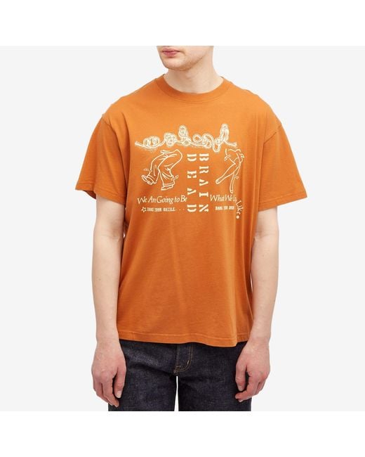 Brain Dead Orange Life Beyond T-Shirt for men