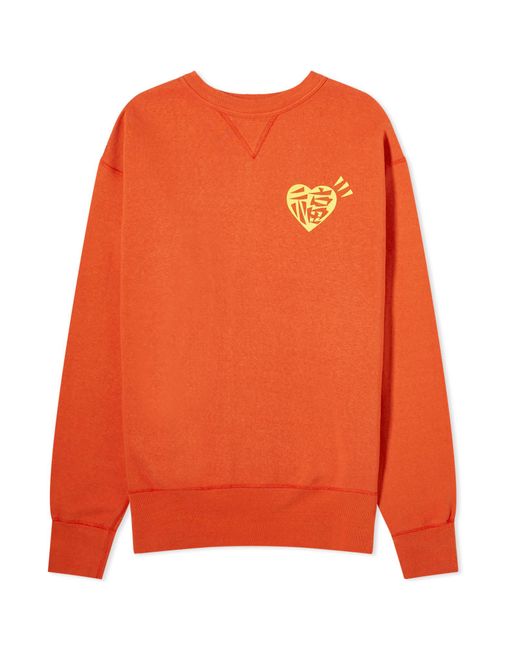 Human Made Orange Dragon Heart Sweatshirt for men
