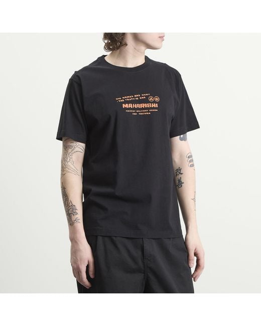 Maharishi Black Japanese Menko Card T-Shirt for men