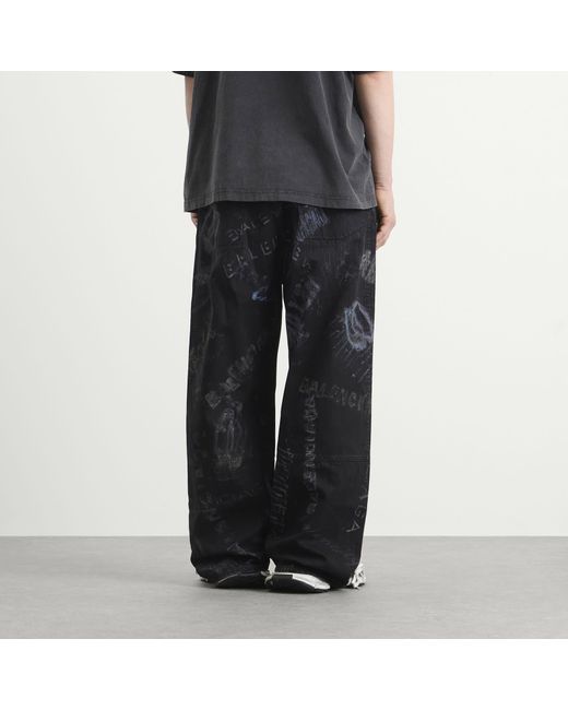 Balenciaga Blue Washed Crayon Baggy Trousers for men