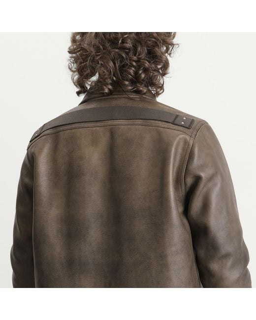 Rick Owens Green Buttoned Leather Brad Jacket for men