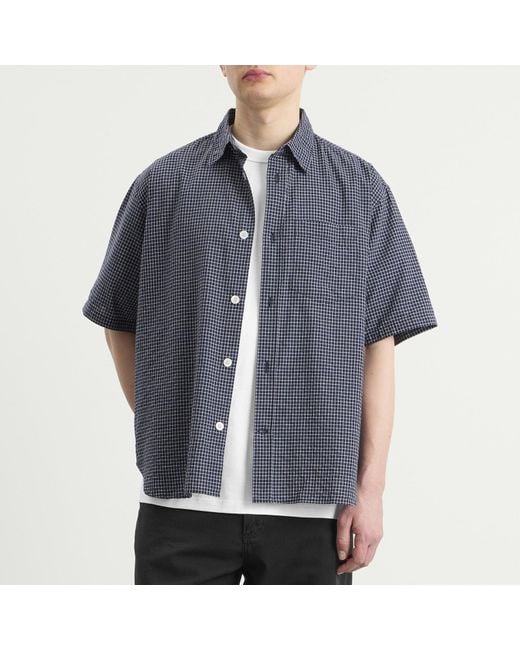Norse Projects Blue Espevik Oversized Check Short Sleeve Shirt for men