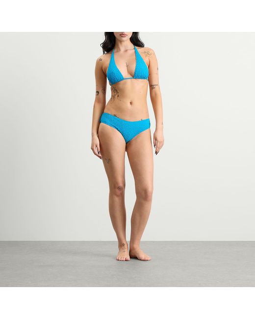 Fruity Booty Blue Seersucker Halter Bikini Top