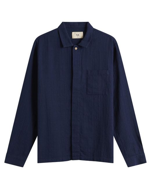 Folk Blue Patch Shirt for men