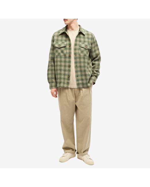 Portuguese Flannel Green Waffle Overshirt for men