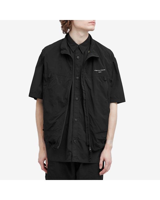 Comme des Garçons Black Nylon Logo Zip Vest for men