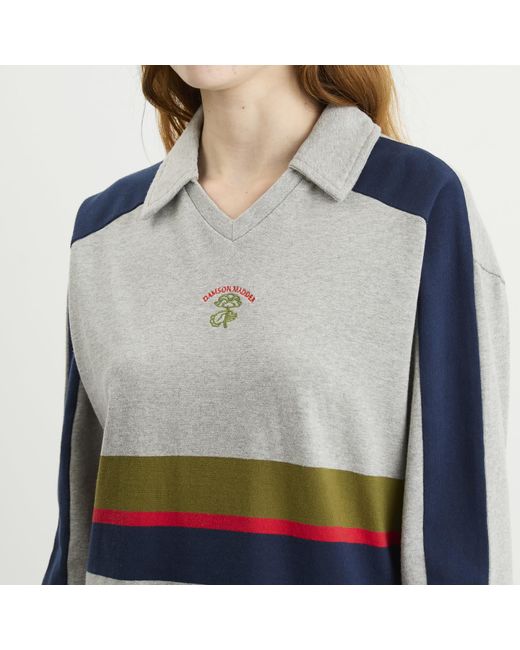 Damson Madder Gray Verity V-Neck Rugby Shirt